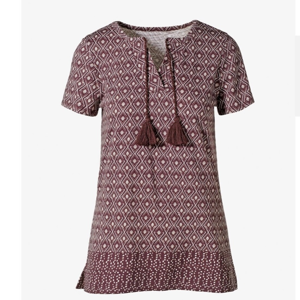NEW CHICO’S Tribal Déjà Vu Notch Neck Tee SIZE:1